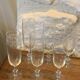 6 chiseled champagne flutes on vintage floral frieze pattern
