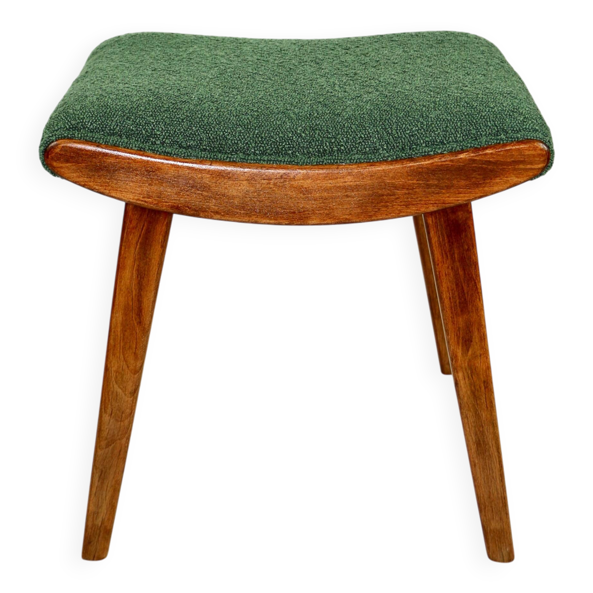 Green boucle Art Deco stool seat - 2 pieces available