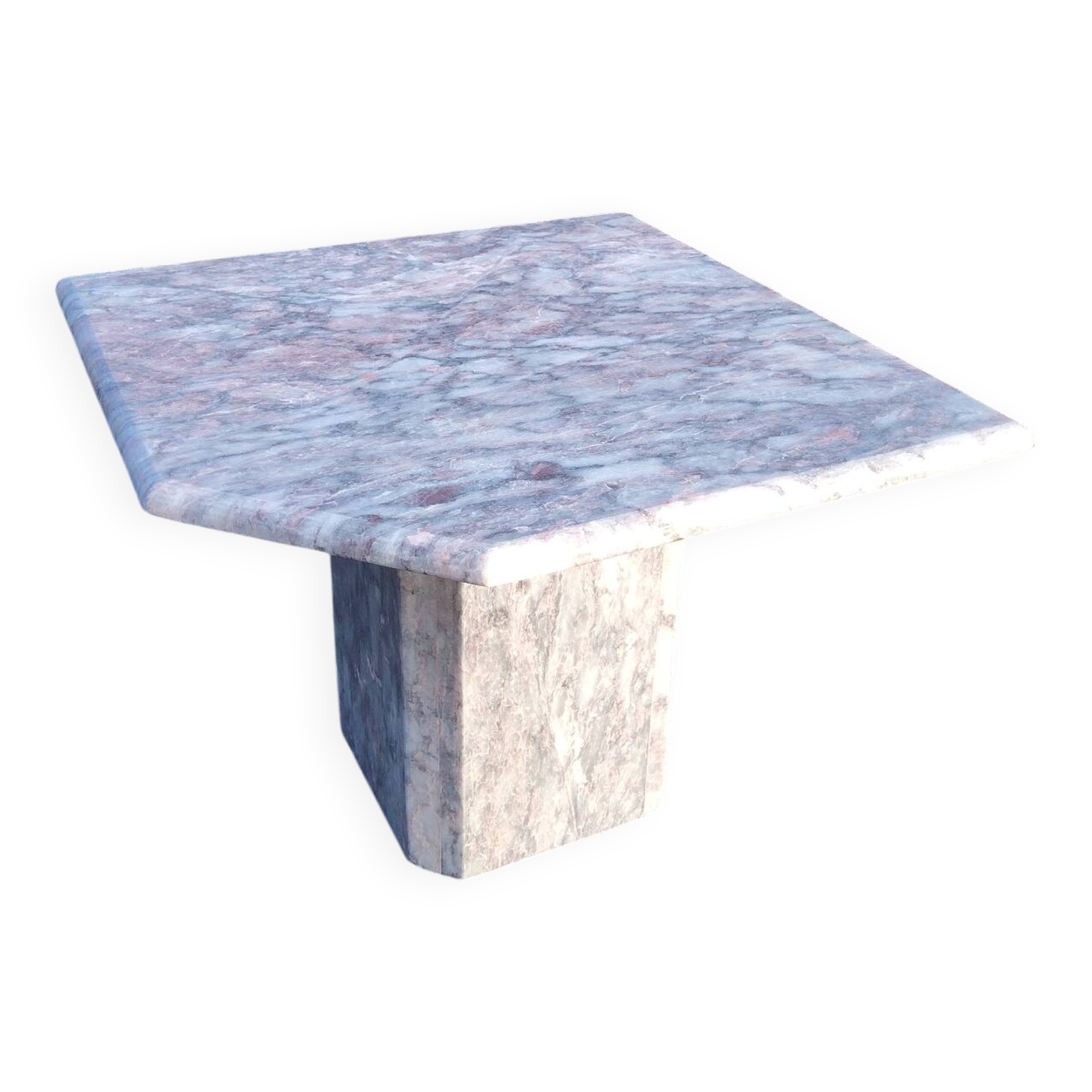 Sculptural coffee table in grey and pink marble – Vintage 1970s/1980s