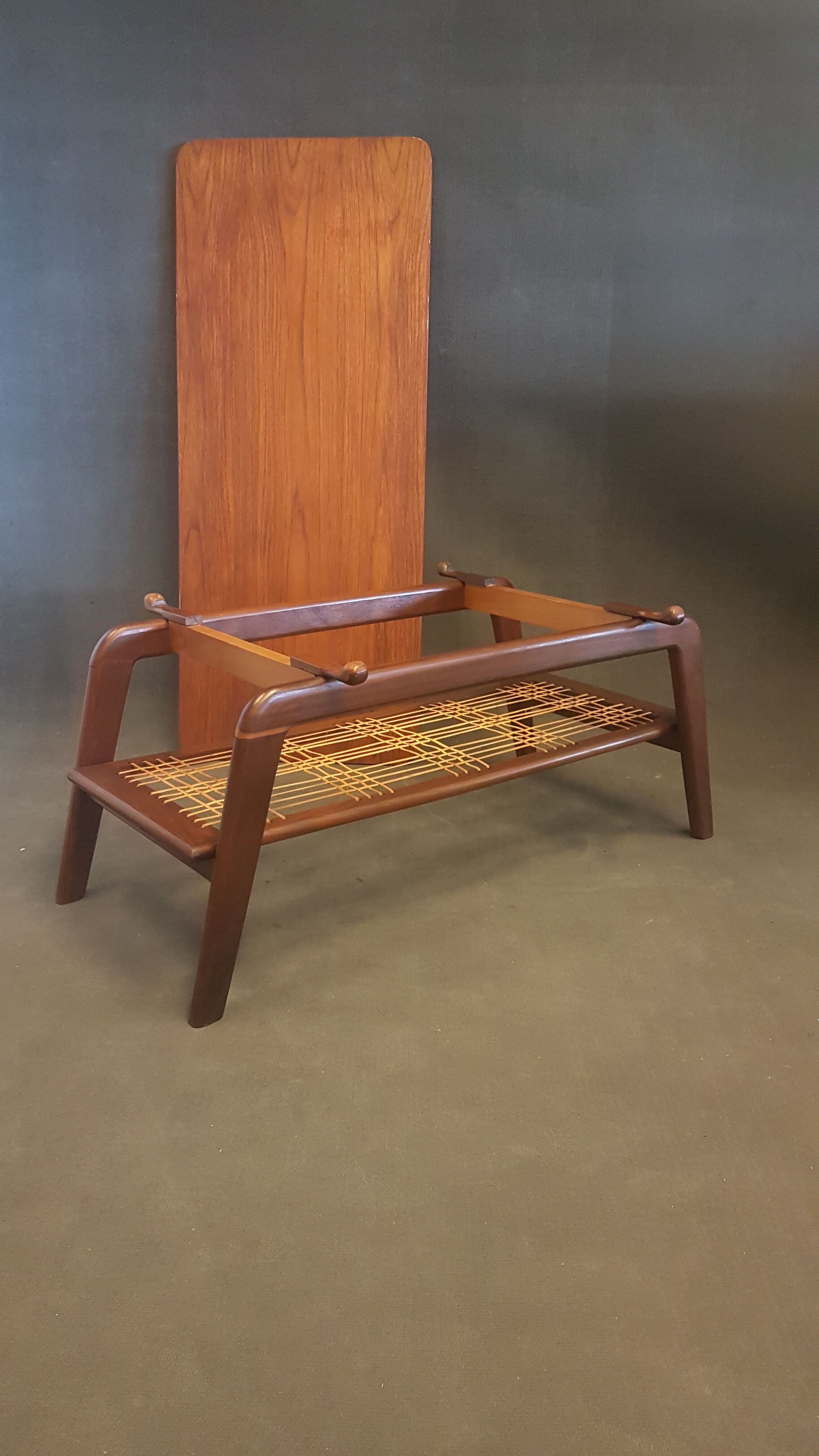 Vintage Scandinavian Style Coffee Table with Reversible Top in Teak and Formica, 1950s-1960s