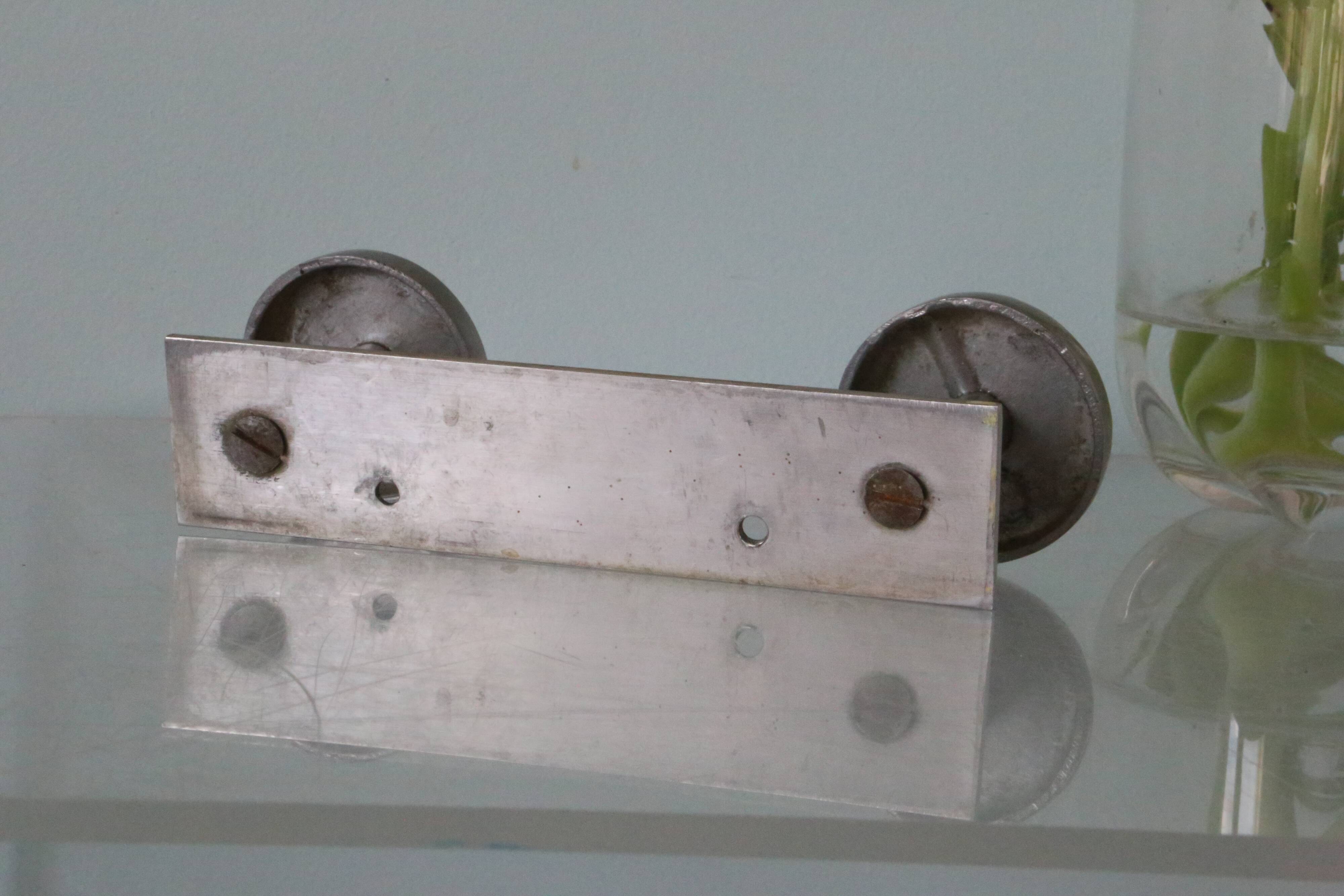 Brushed aluminum wall coat rack, vintage