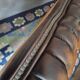 Chesterfield 3-seater chestnut coloured leather sofa
