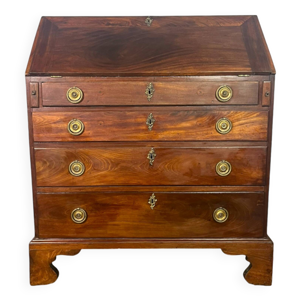 Commode, secrétaire, scriban de pente anglais en acajou, Angleterre XVIIIème