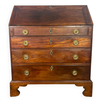 Commode, secrétaire, scriban de pente anglais en acajou, Angleterre XVIIIème