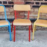 Set of three vintage children's school chairs