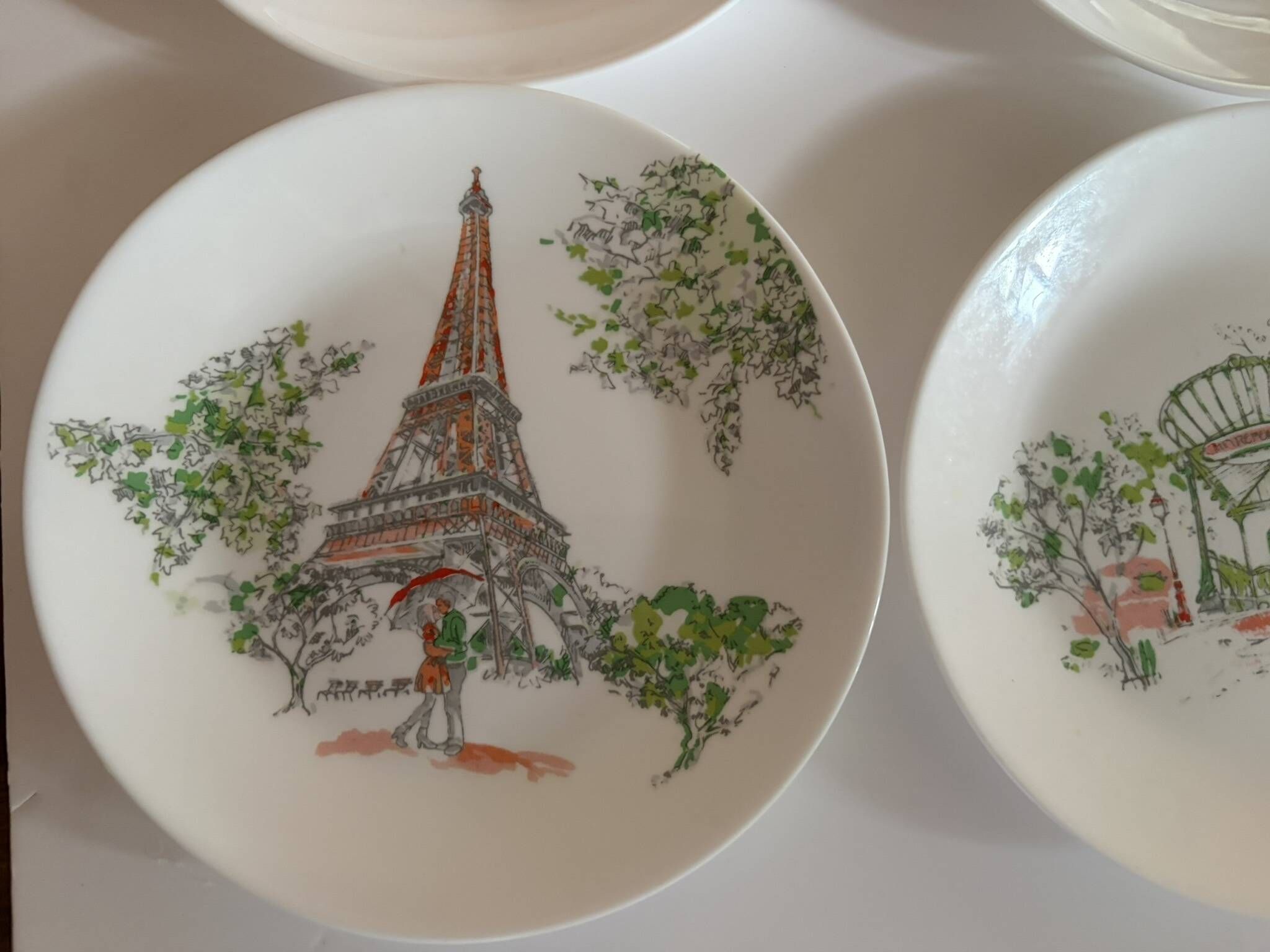 Set of 6 Françoise Saget plates "Stroll in Paris"