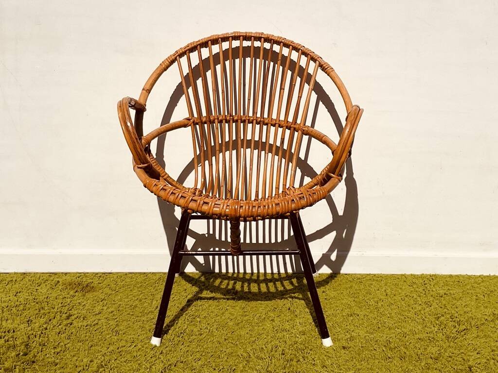 Pair of lounge rattan armchairs by D. Van Sliedregt / R. Noordwolde. Vintage