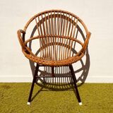 Pair of lounge rattan armchairs by D. Van Sliedregt / R. Noordwolde. Vintage