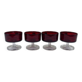 4 coupes en verre rouge