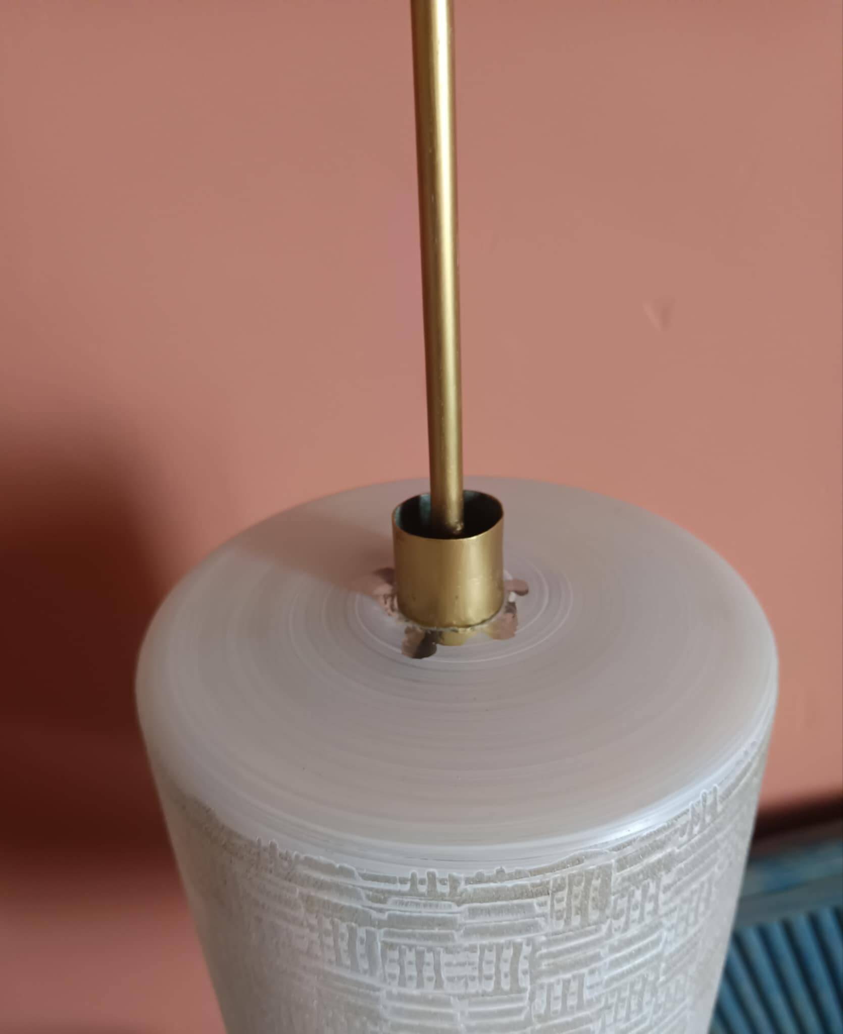 Vintage 1950 glass cylinder pendant light