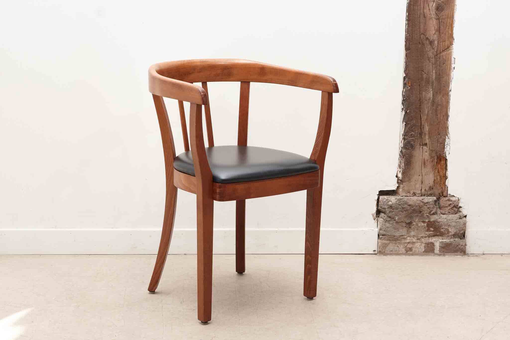 Stoelcker chair in black faux leather and oak