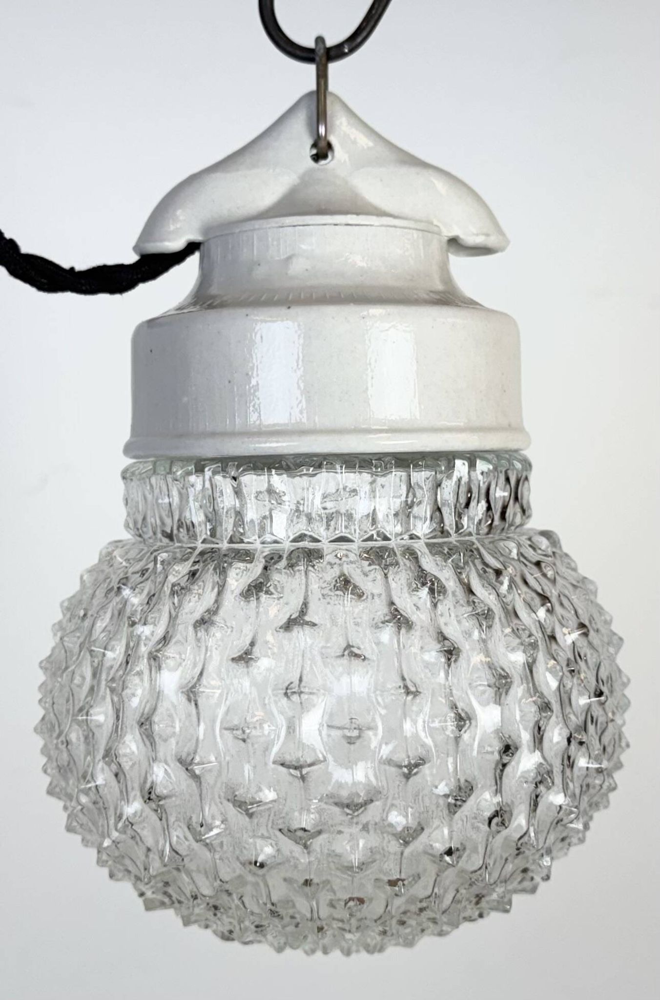 Vintage White Porcelain Pendant Light, 1970s