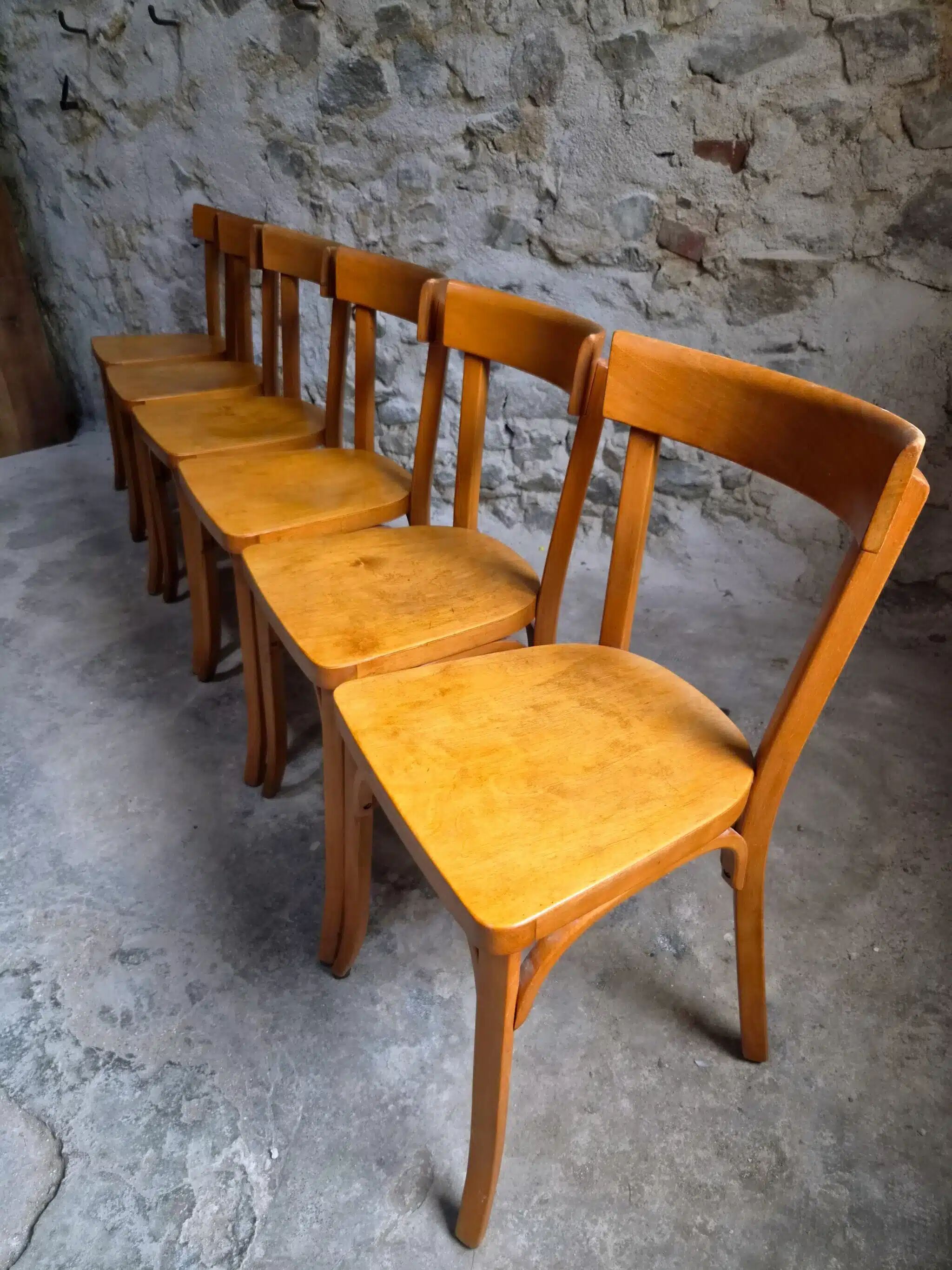 Set of six Baumann bistro chairs, France, 1950s