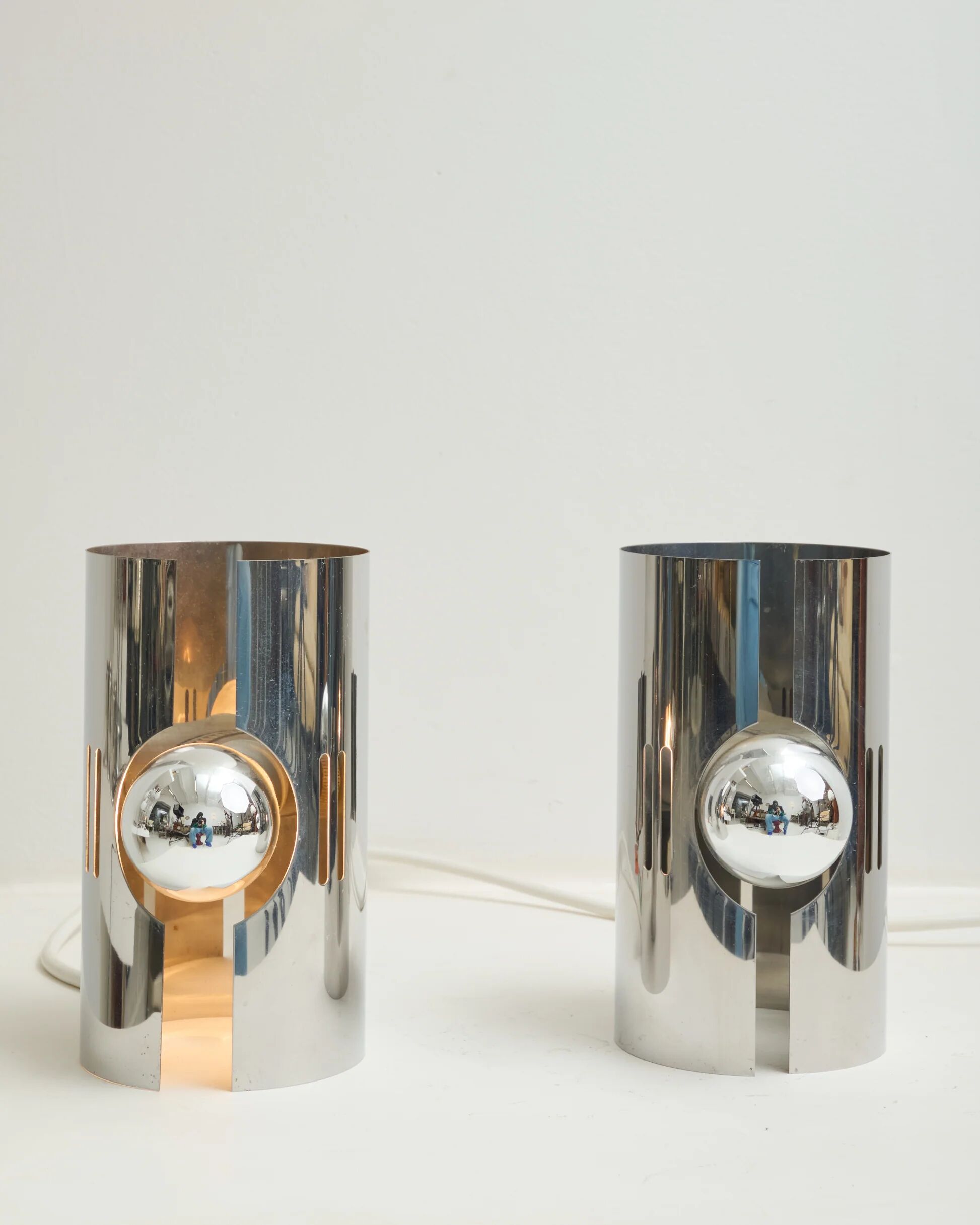 Pair of chrome wall lights with slits, 1970s