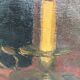 Still life with bottles of wine and candle district XX century