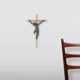 Antique Realistic Wooden Crucifix, France, 1850