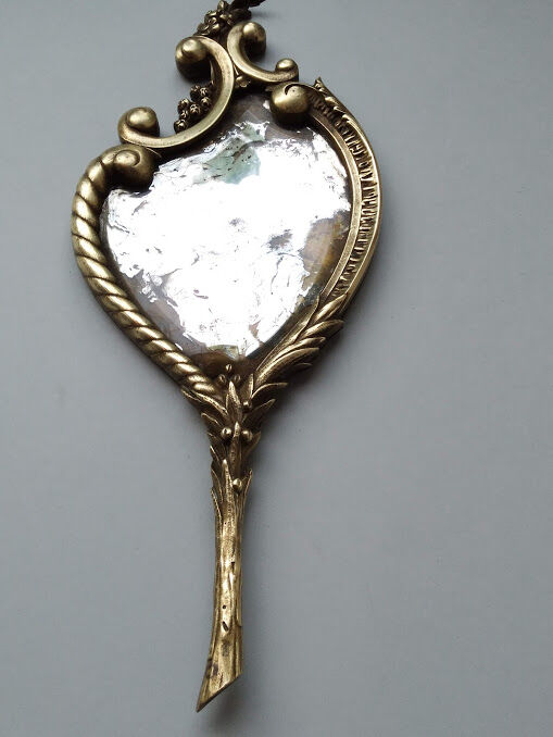 Mirror opposite hand bronze XVIII 13x32cm