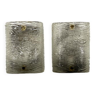 Toni Zuccheri, Mid-Century pair of corteccia Murano glass sconces for Venini. Italy 1960s