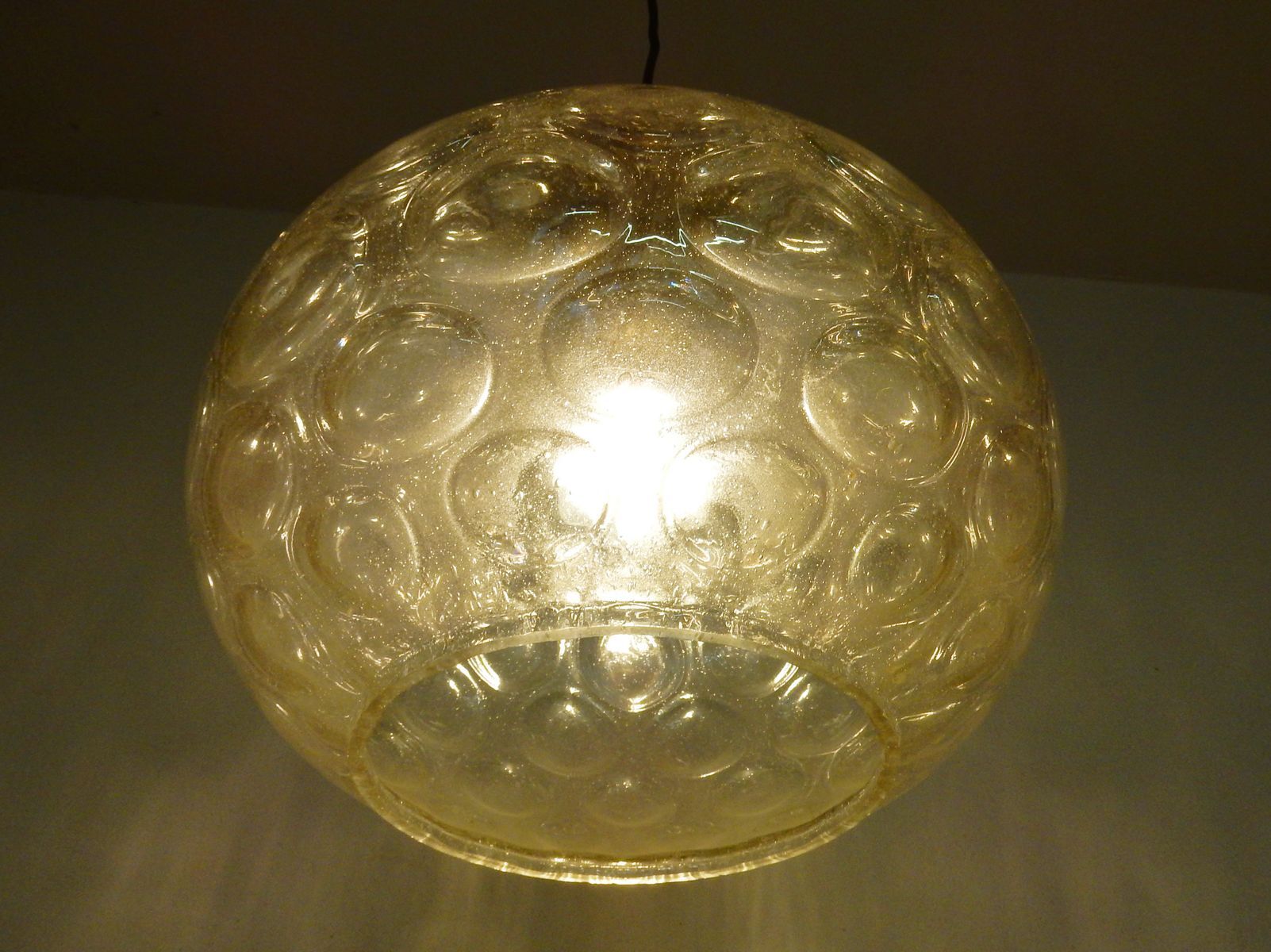 Vintage thick glass suspension by Glashette Limburg 1960s