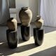 Stool, side table, end table in solid mango wood, cylindrical.