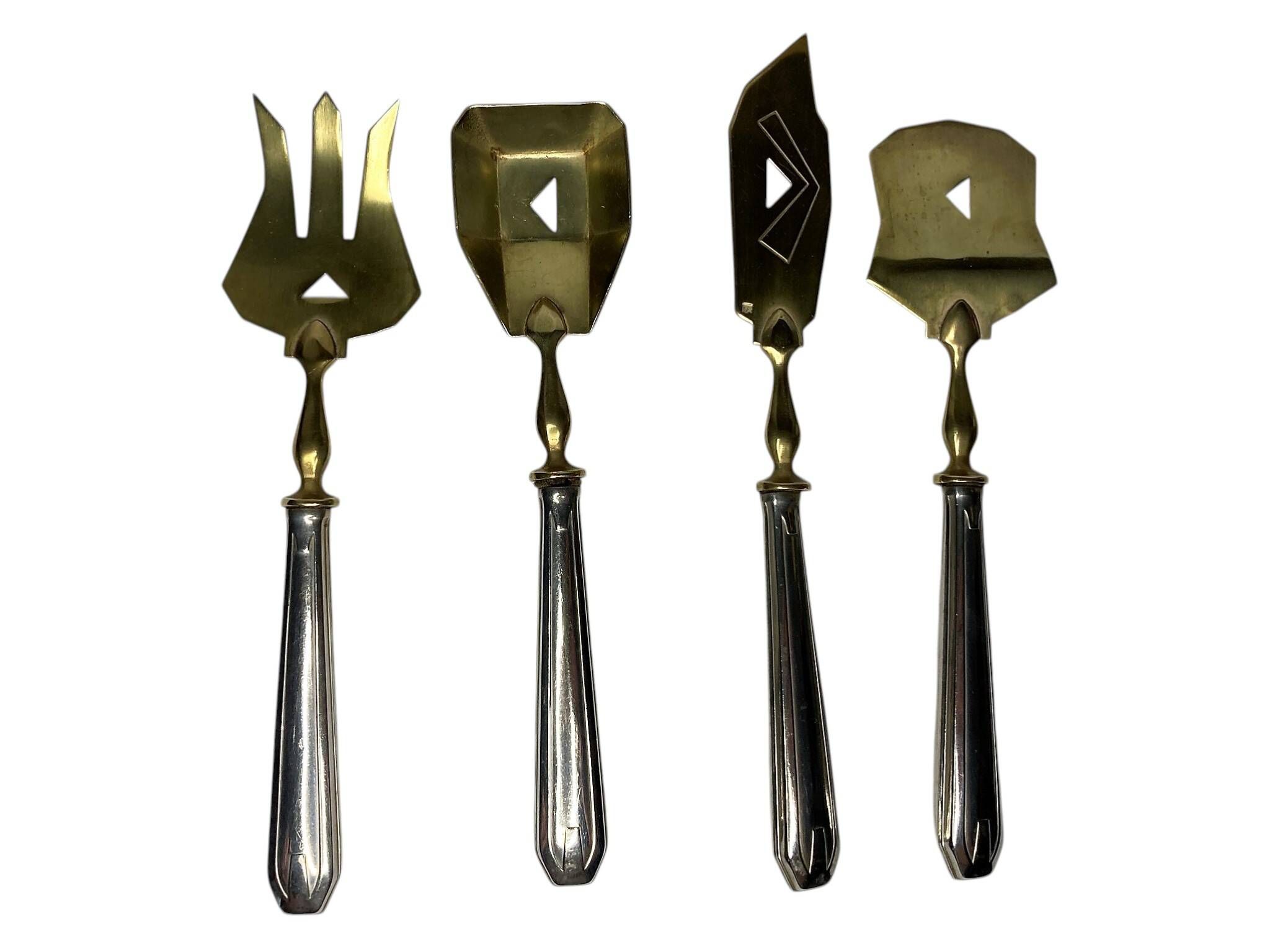 Tableware, gilded metal confectionery service Art Deco circa 1930.