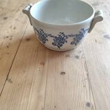 Ceramic tureen from St Uze, France - blue earthenware salad bowl