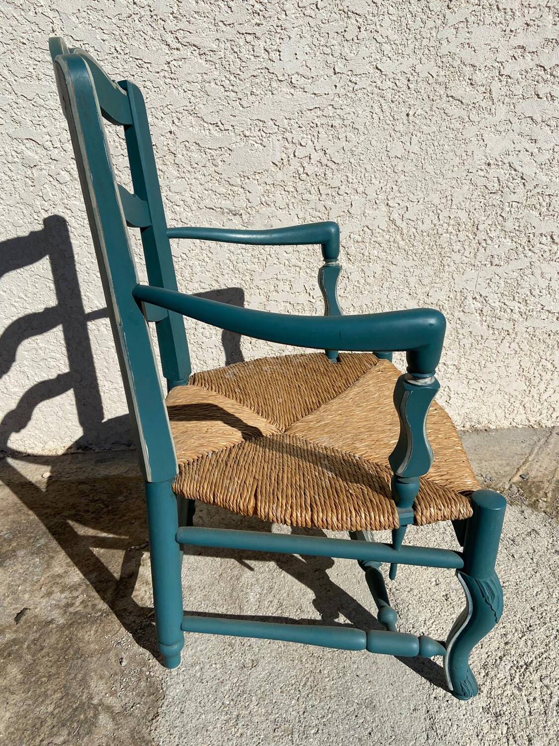 Provencal style straw armchair