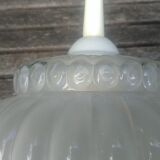 Suspension in vintage frosted glass 70s