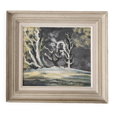 Oil painting on panel Winter Landscape signed Roger Comte