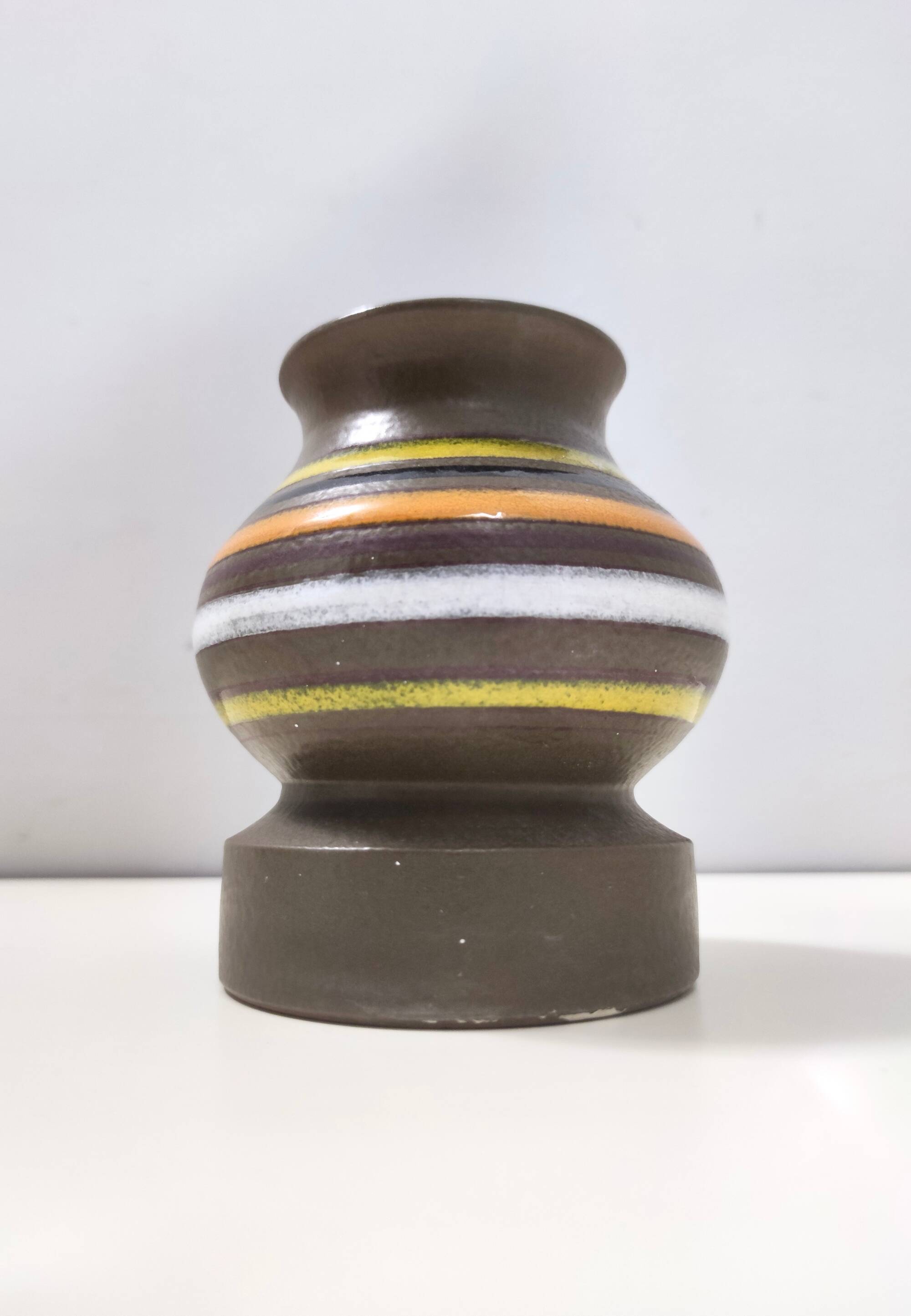 Postmodern Brown Enameled Earthenware Vase by Bitossi