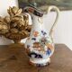Antique polychrome porcelain jug, Orientalist decoration.
