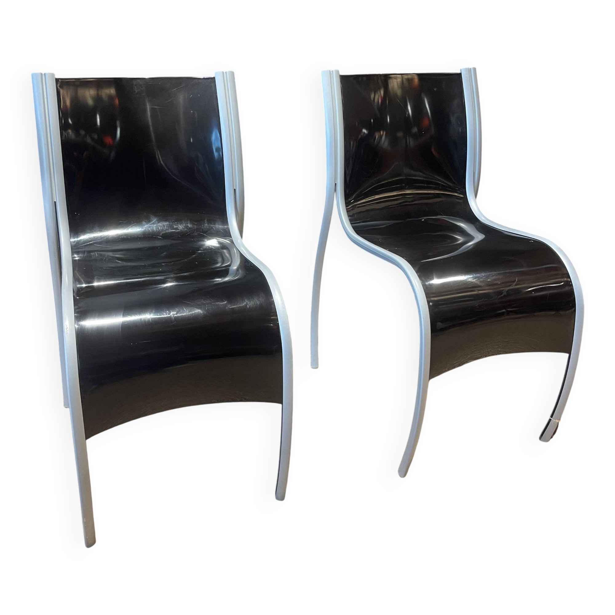 Pair of FPE chairs by Ron Arad for Kartell black Italy 2000s