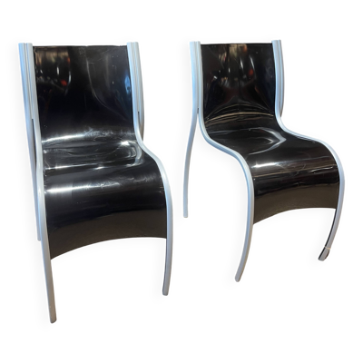 Paire de chaises FPE par Ron Arad pour Kartell noir Italie années 2000