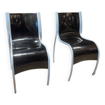 Pair of FPE chairs by Ron Arad for Kartell black Italy 2000s