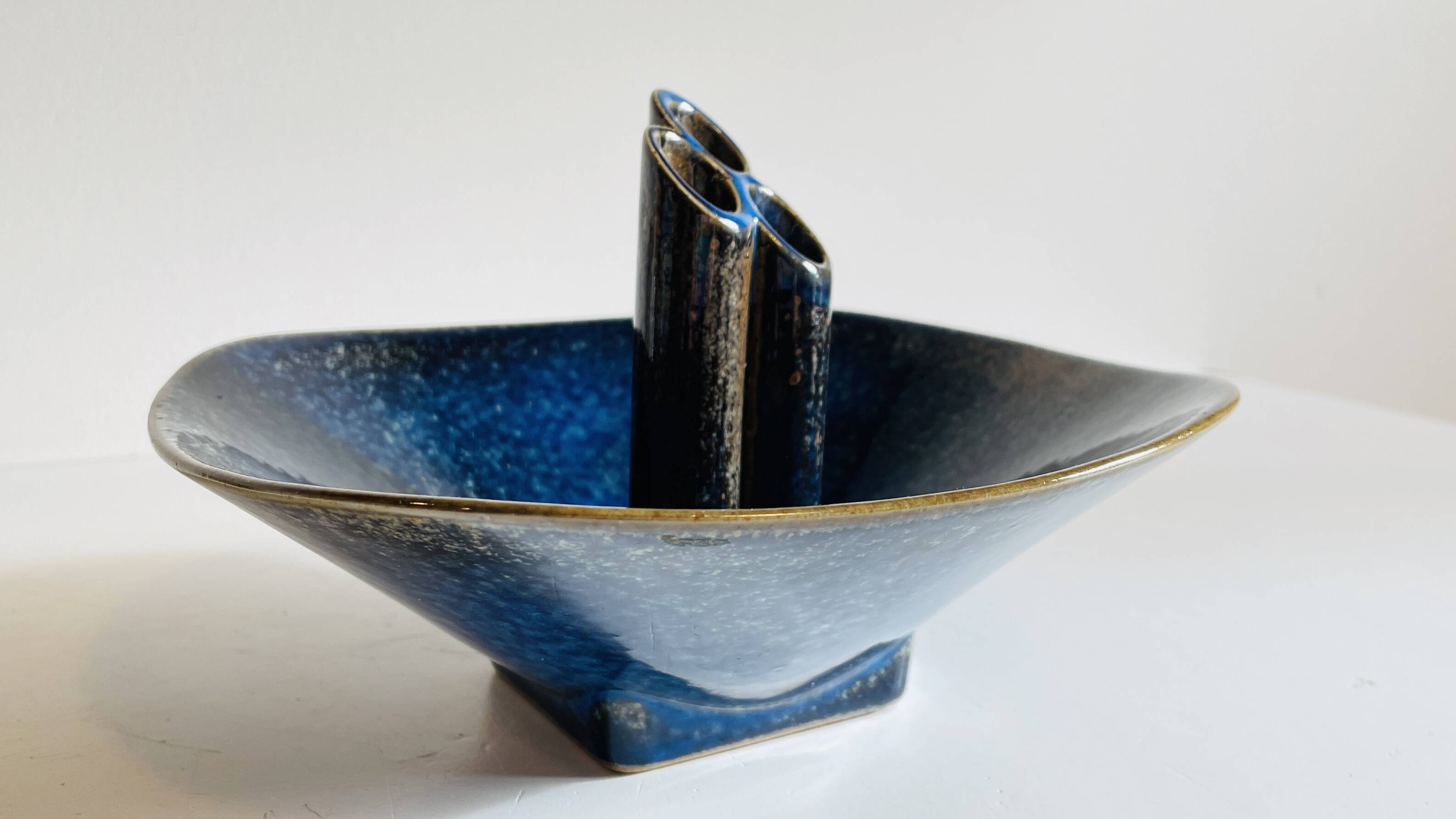Vase céramique bleue vintage