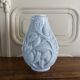 Blue opaline vase decorated with foliage and pine cones, 1930