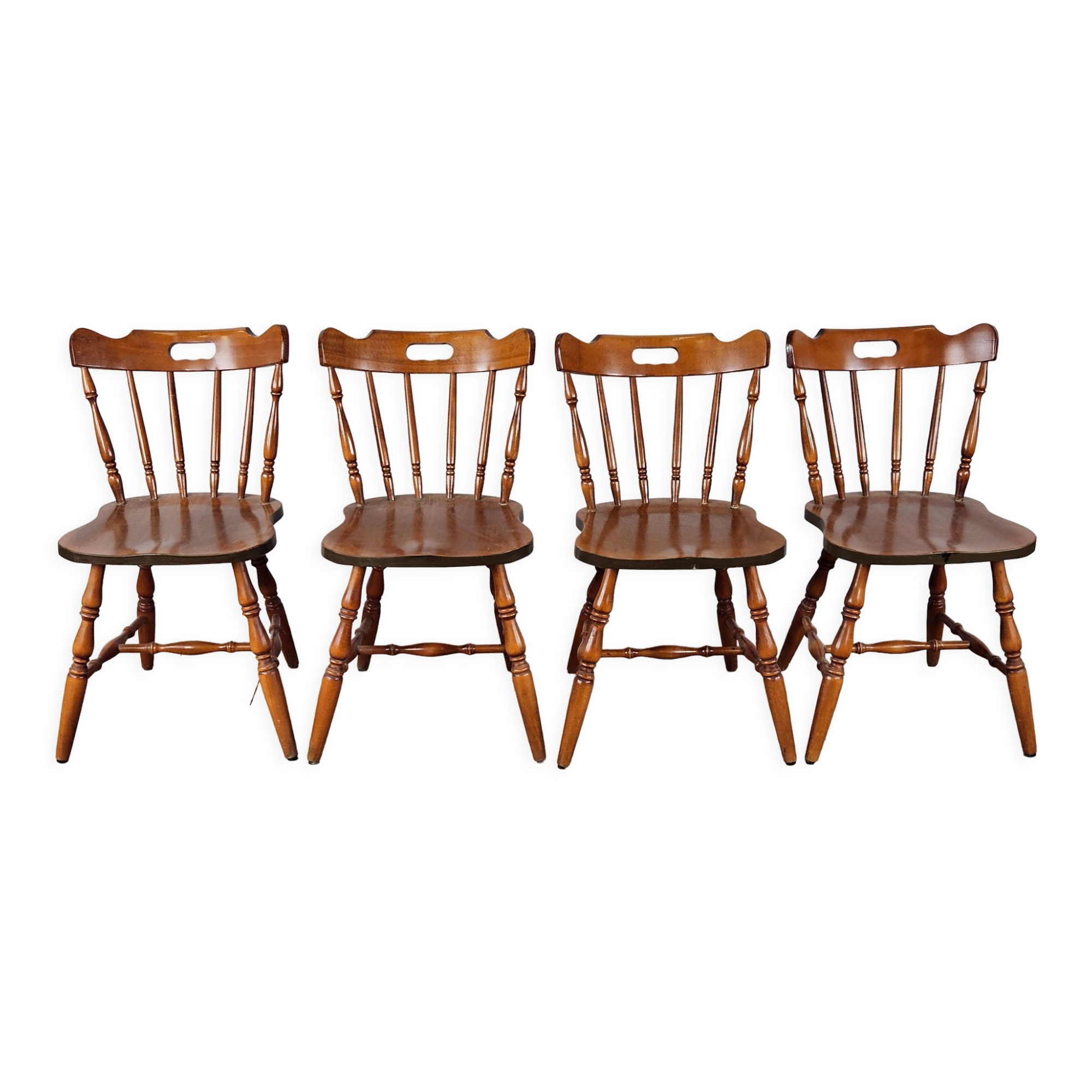 Set of 4 country style chairs, 80s