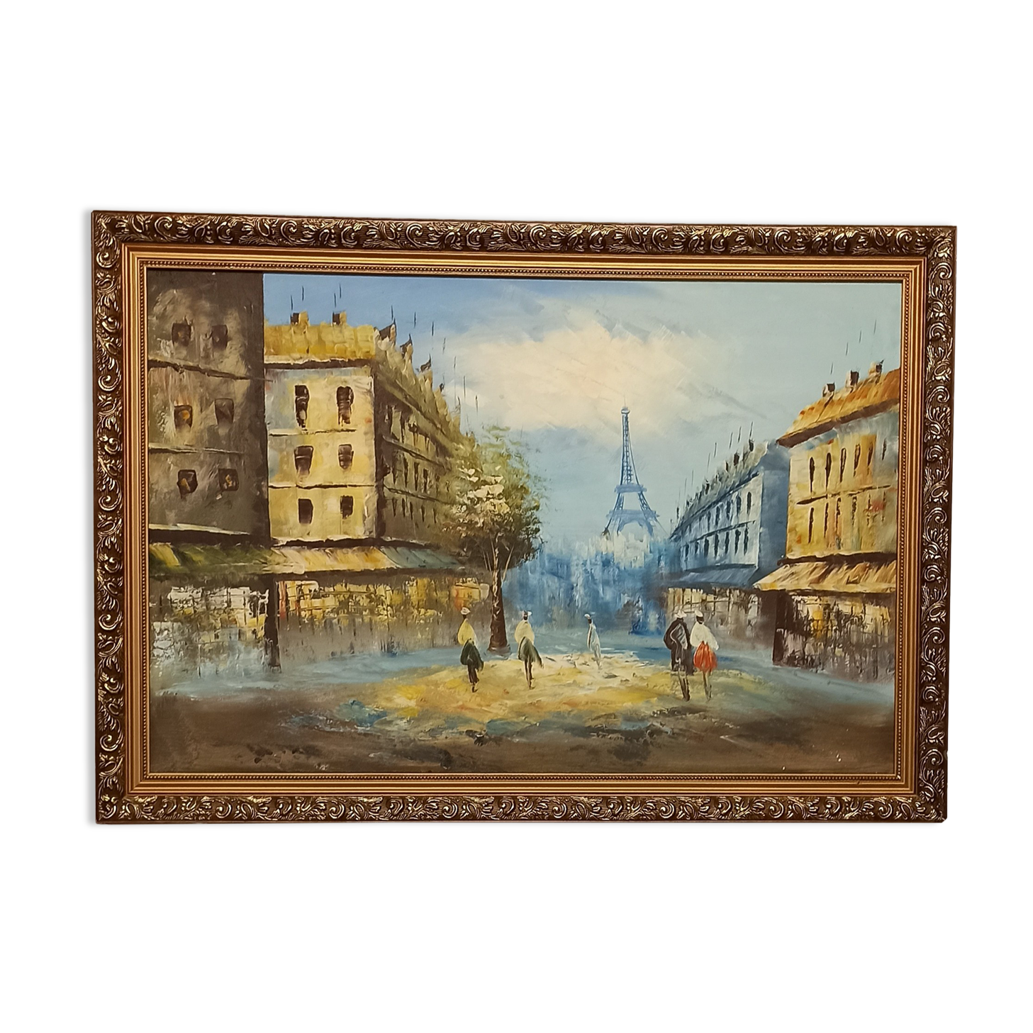 Painting framed by a view of Paris