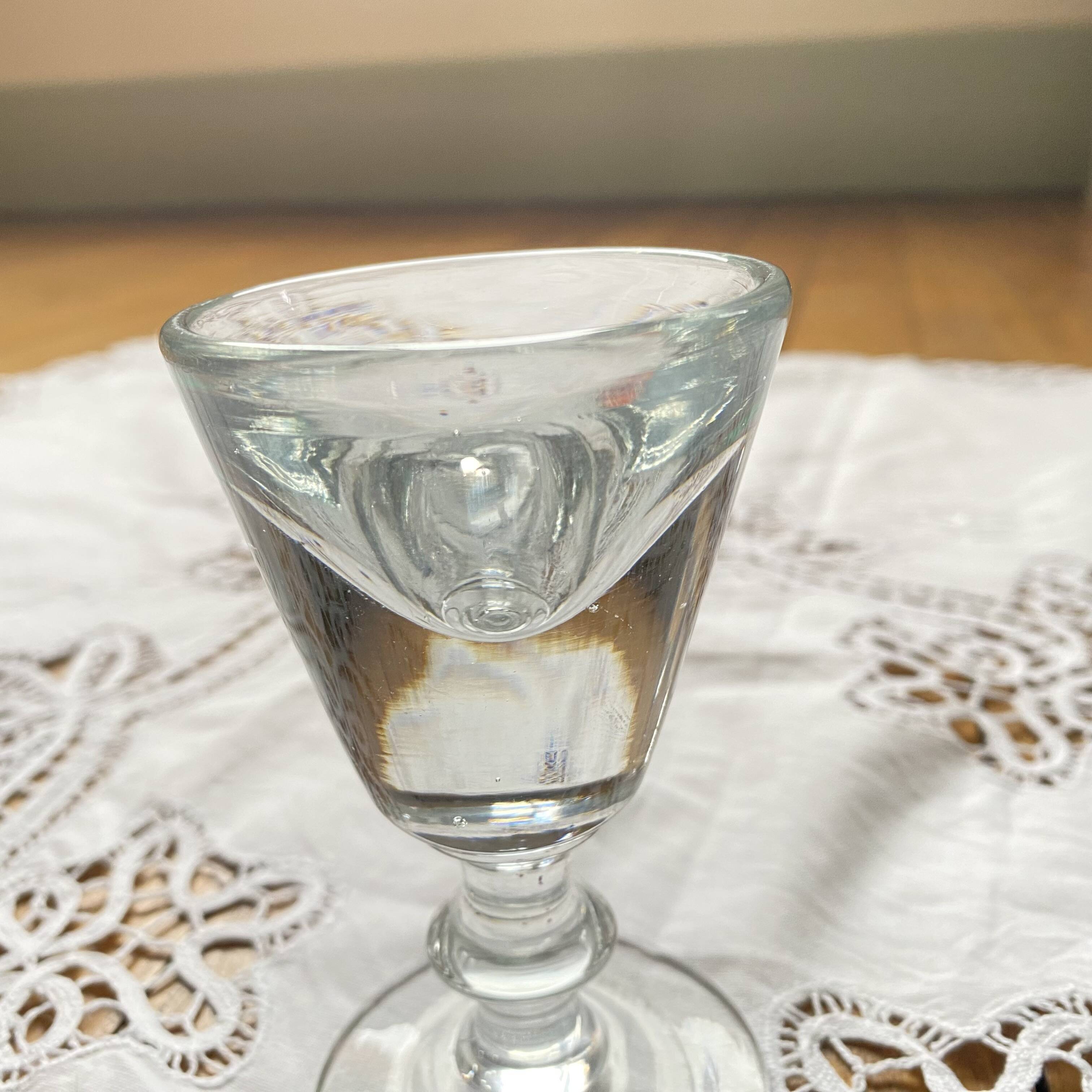 Antique late 19th century French bistro stemmed liqueur glass ACC-7275