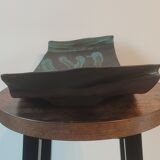 Large shallow dish (signed) in French studio stoneware from the 1960s-70s.