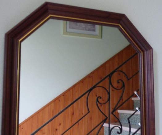 Solid wood mirror with gilded metal edging 47.50x 67 cm