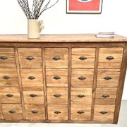 Craftsman's cabinet with 24 drawers in solid pine, 1950s.