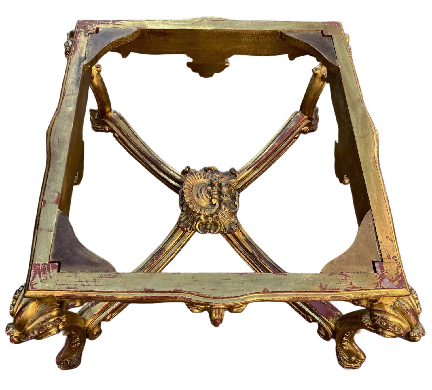 Table de milieu en bois doré table basse Louis XVI