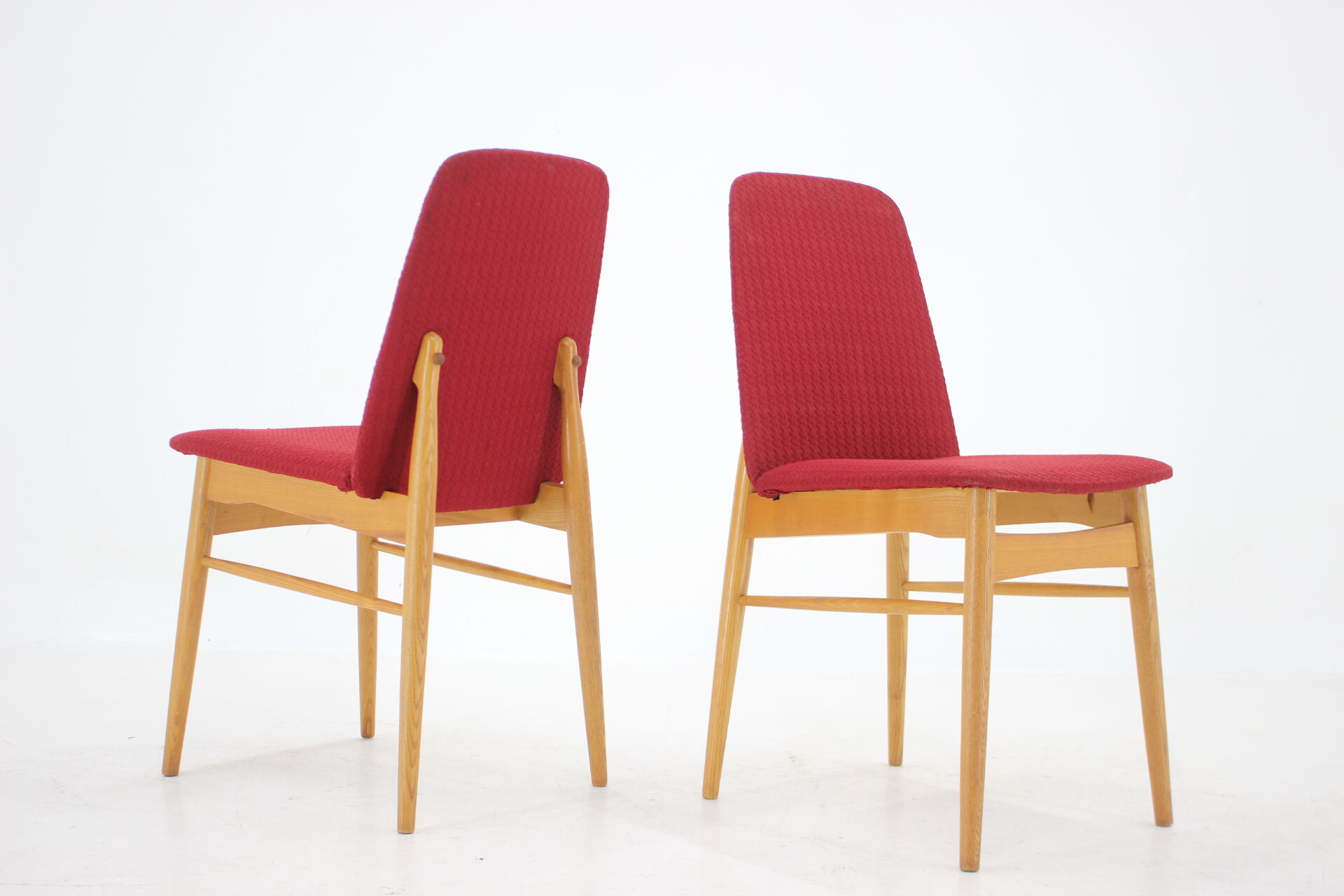 1960s set of 6 ash dining chairs, Czechoslovakia