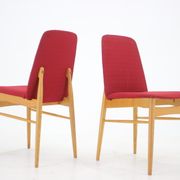 Ensemble de 6 chaises de salle à manger en frêne des années 1960, Tchécoslovaquie