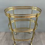 Table, Rolling Bar, Gilded Brass Serving Trolley, 1960s, 20th Century