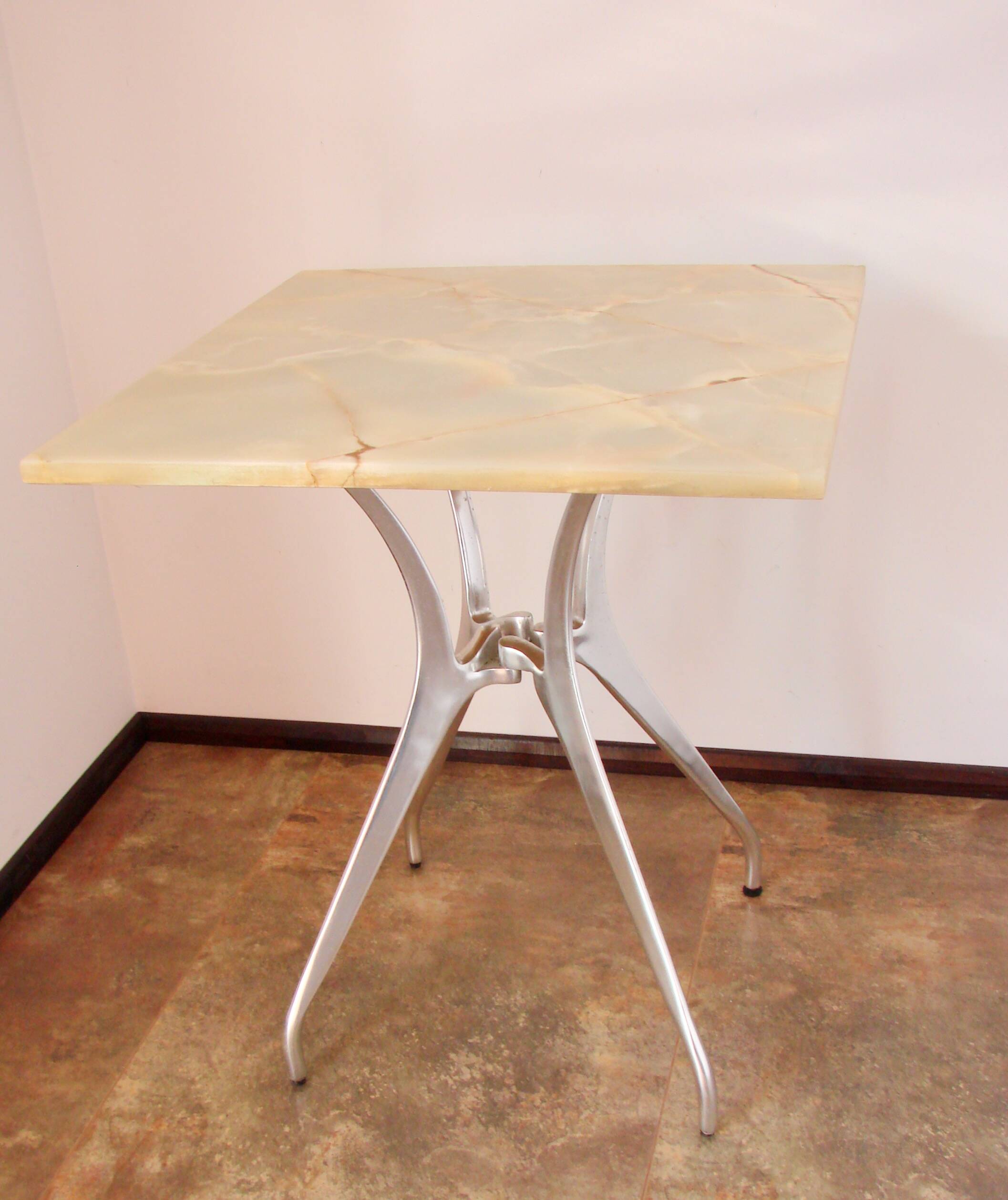 Modernist stone table from the 1970s – aluminum, vintage