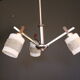 Chandelier 3 arms teak, metal and cut glass