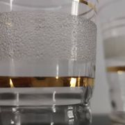Set of 5 water glasses and 5 aperitif glasses with granite decorations and gold edging from the 1950s