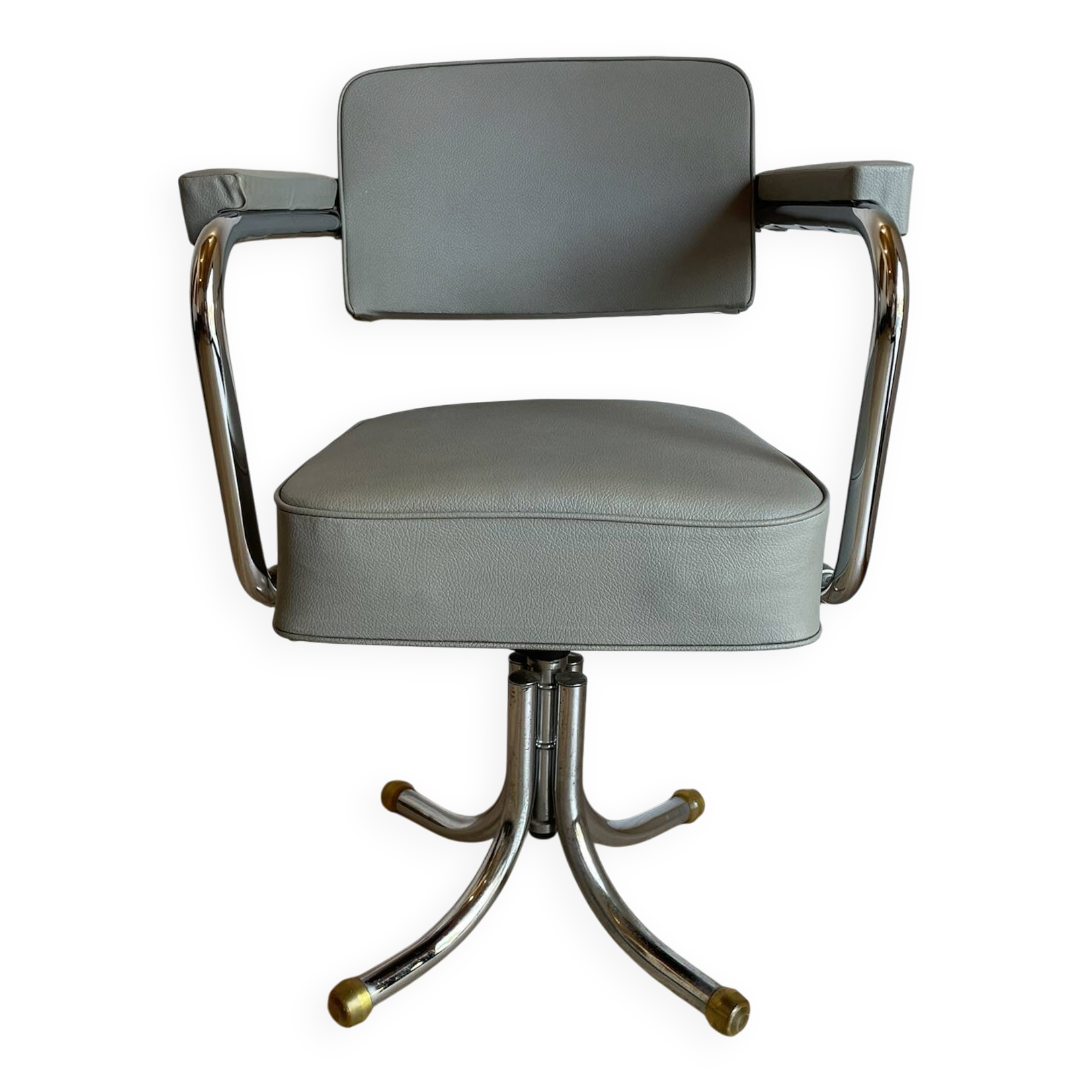 Vintage office chair – Mid-Century style Chrome and Faux leather